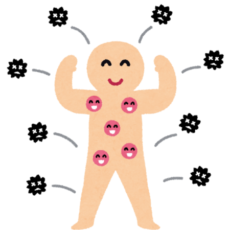 免疫をつけて丈夫になった体のイラスト
